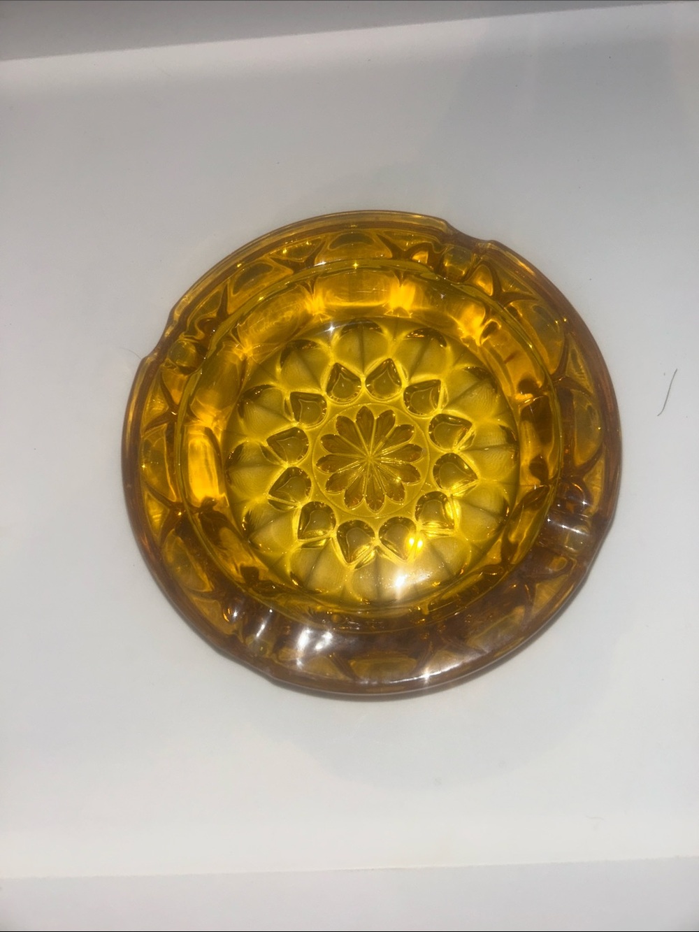 Vintage Amber Glass Decorative Ashtray - Home Art